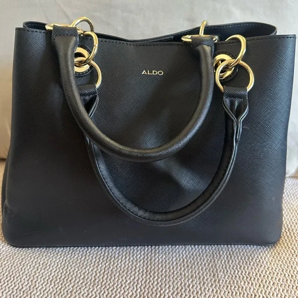 ALDO Elegant Black Tote with Gold Accents - Picture 2 of 12